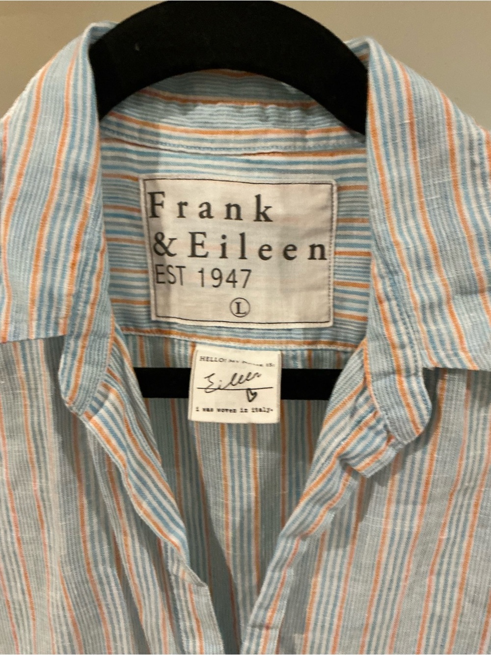 Frank & Eileen striped linen Eileen style top sz large